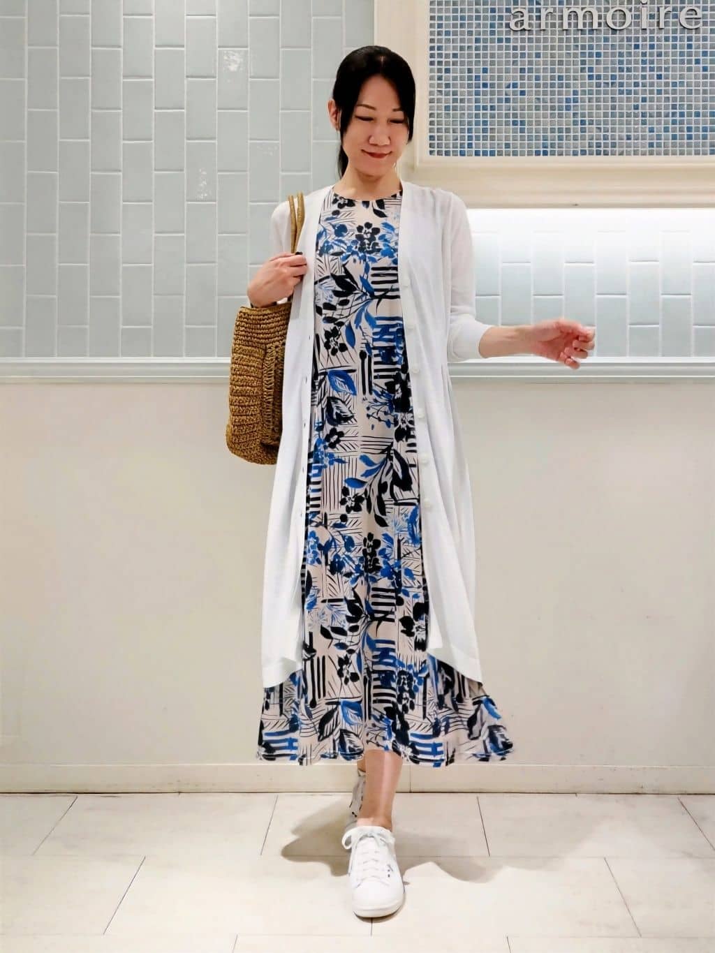 フラワーストライプジャージワンピース スタイリング1