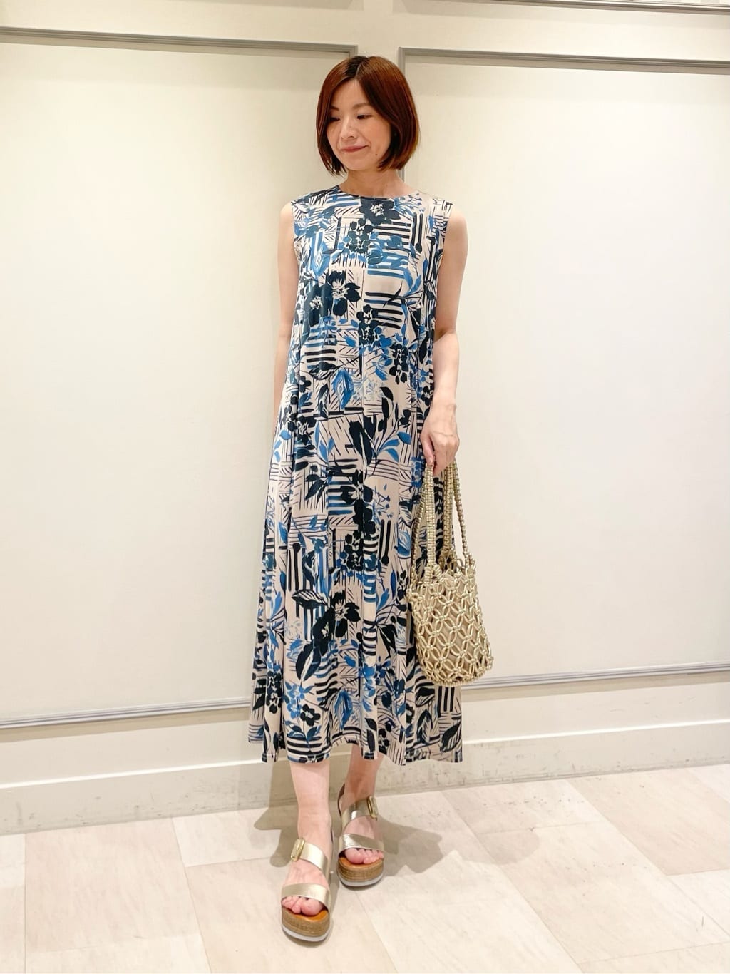 フラワーストライプジャージワンピース スタイリング2