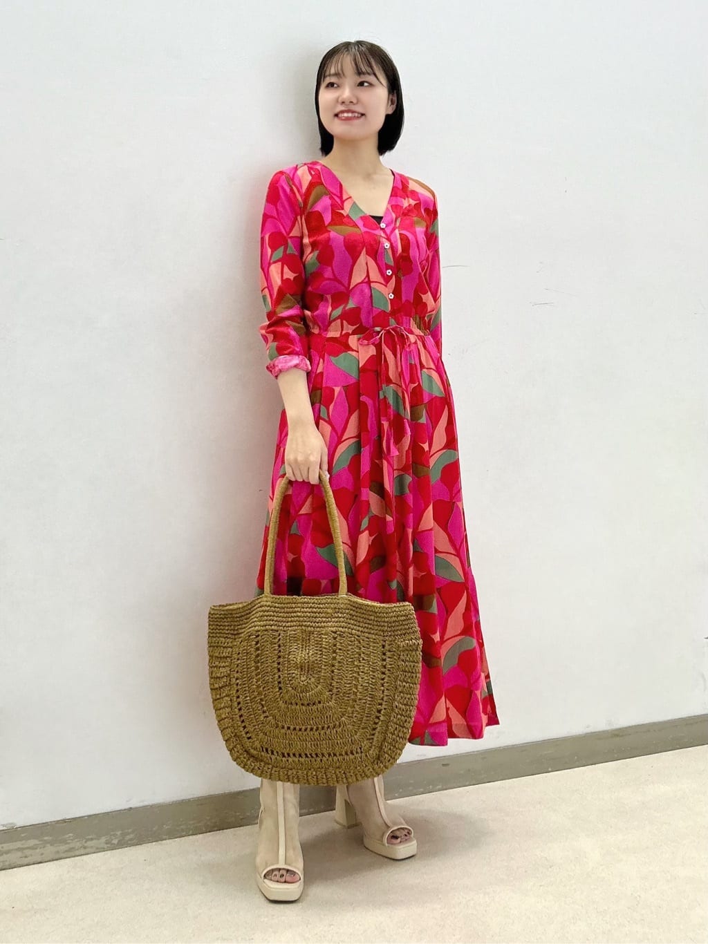 フラワープリントワンピース