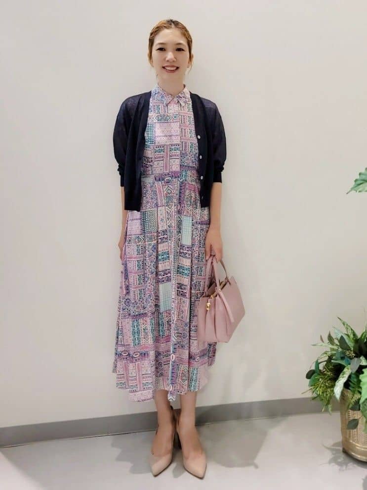 パッチワークプリントジャージワンピース