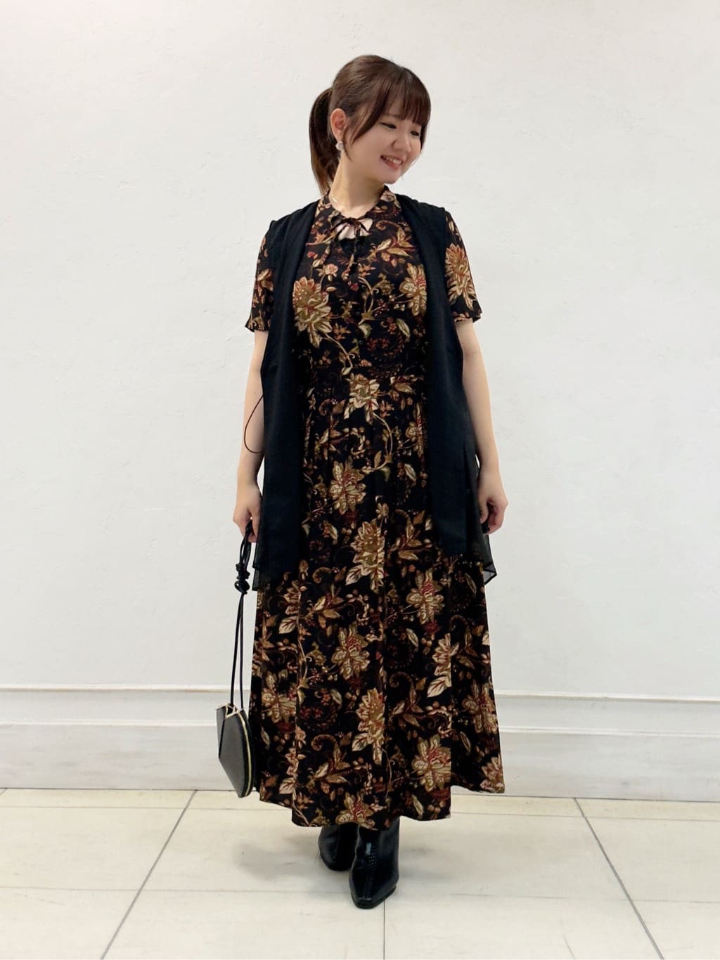 ボタニカルロングワンピース スタイリング