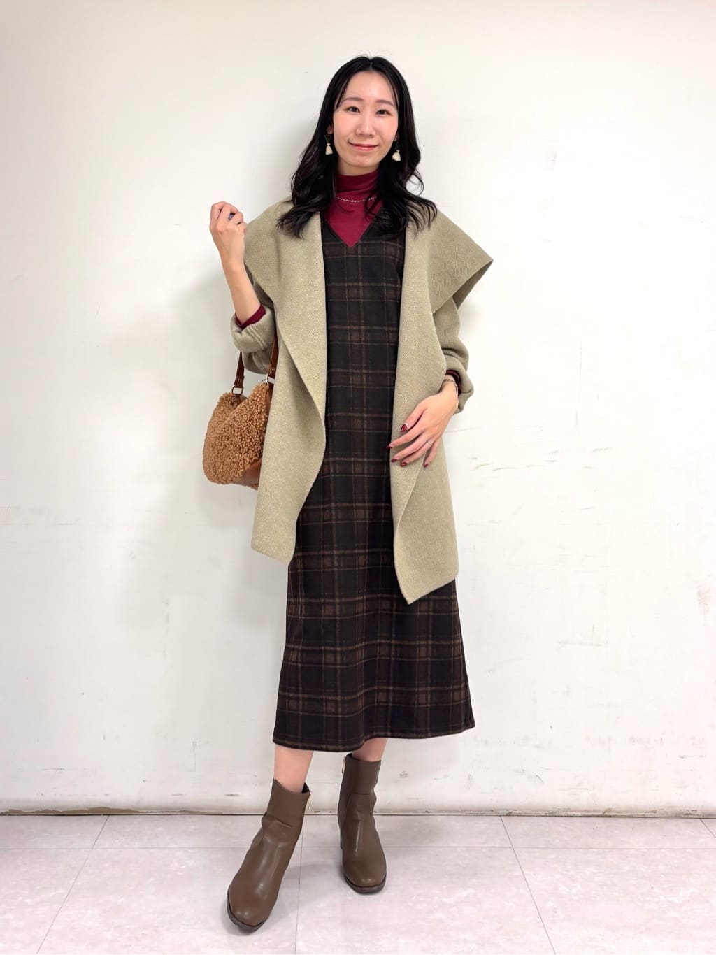 ベルト付きニットコート