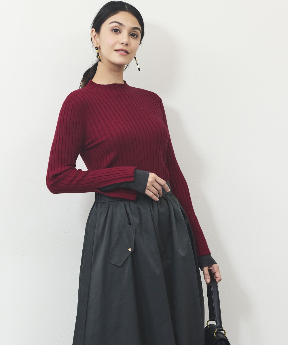 配色リブプルオーバー