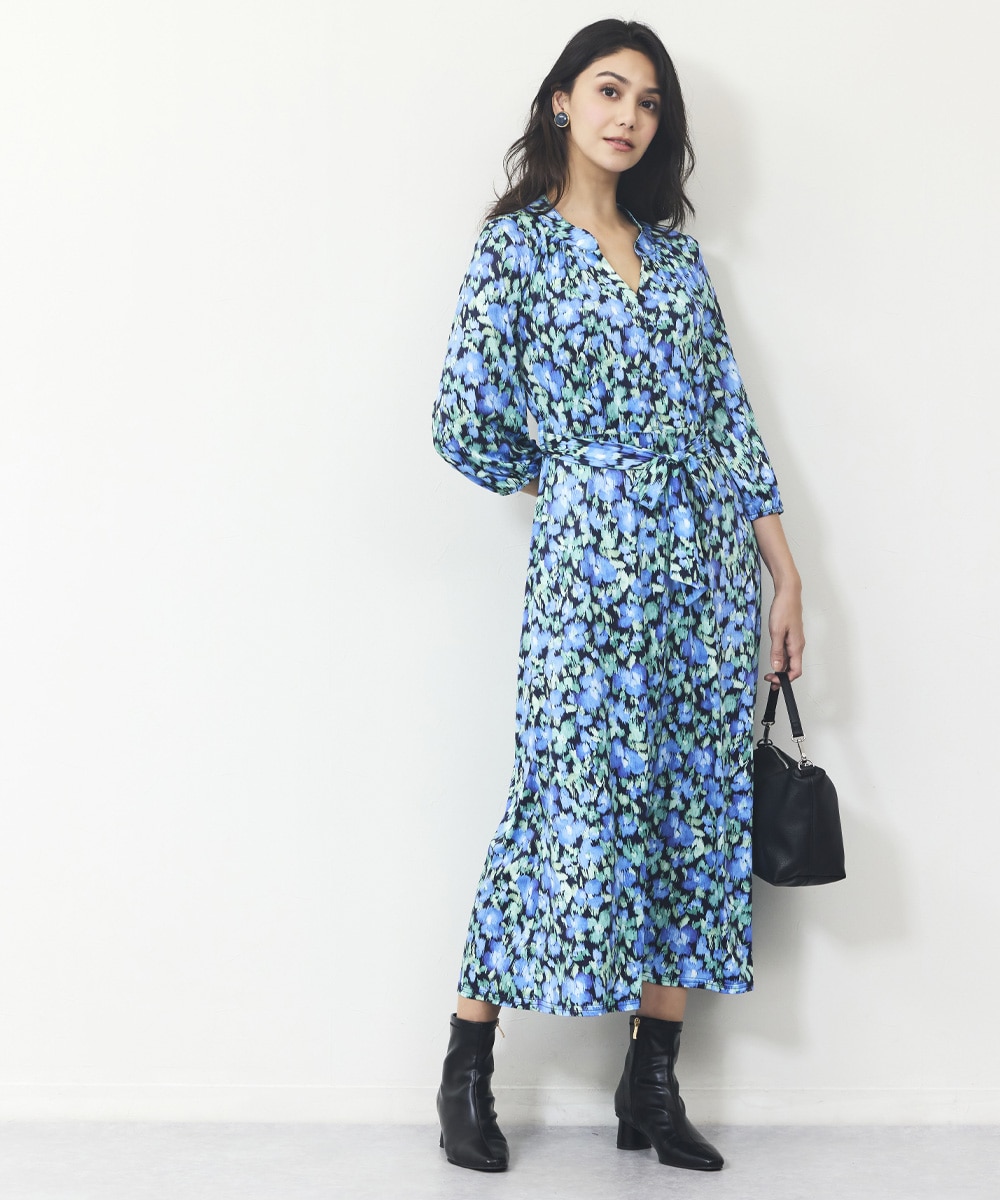 ぼかしフラワージャージワンピース