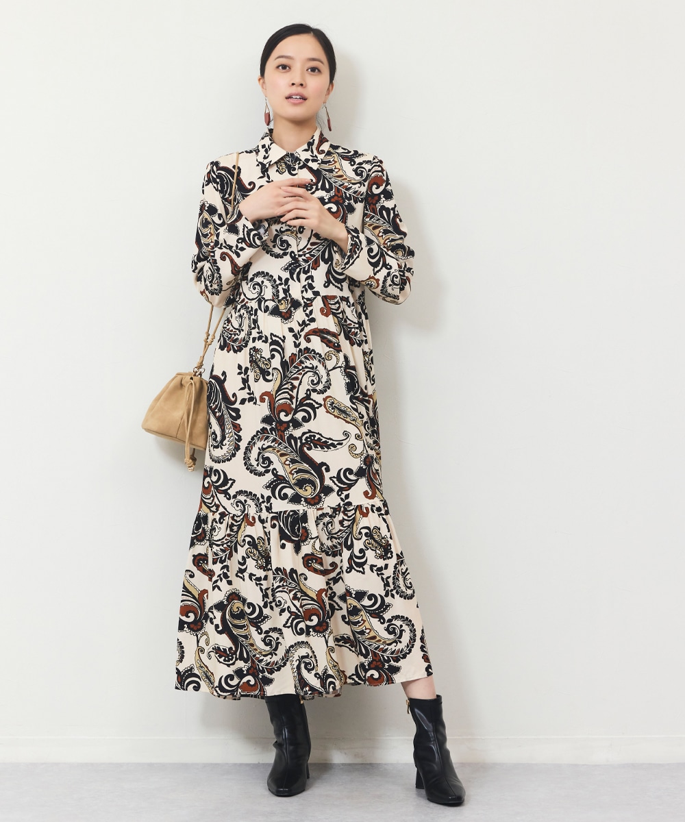 フラワーペイズリーワンピース