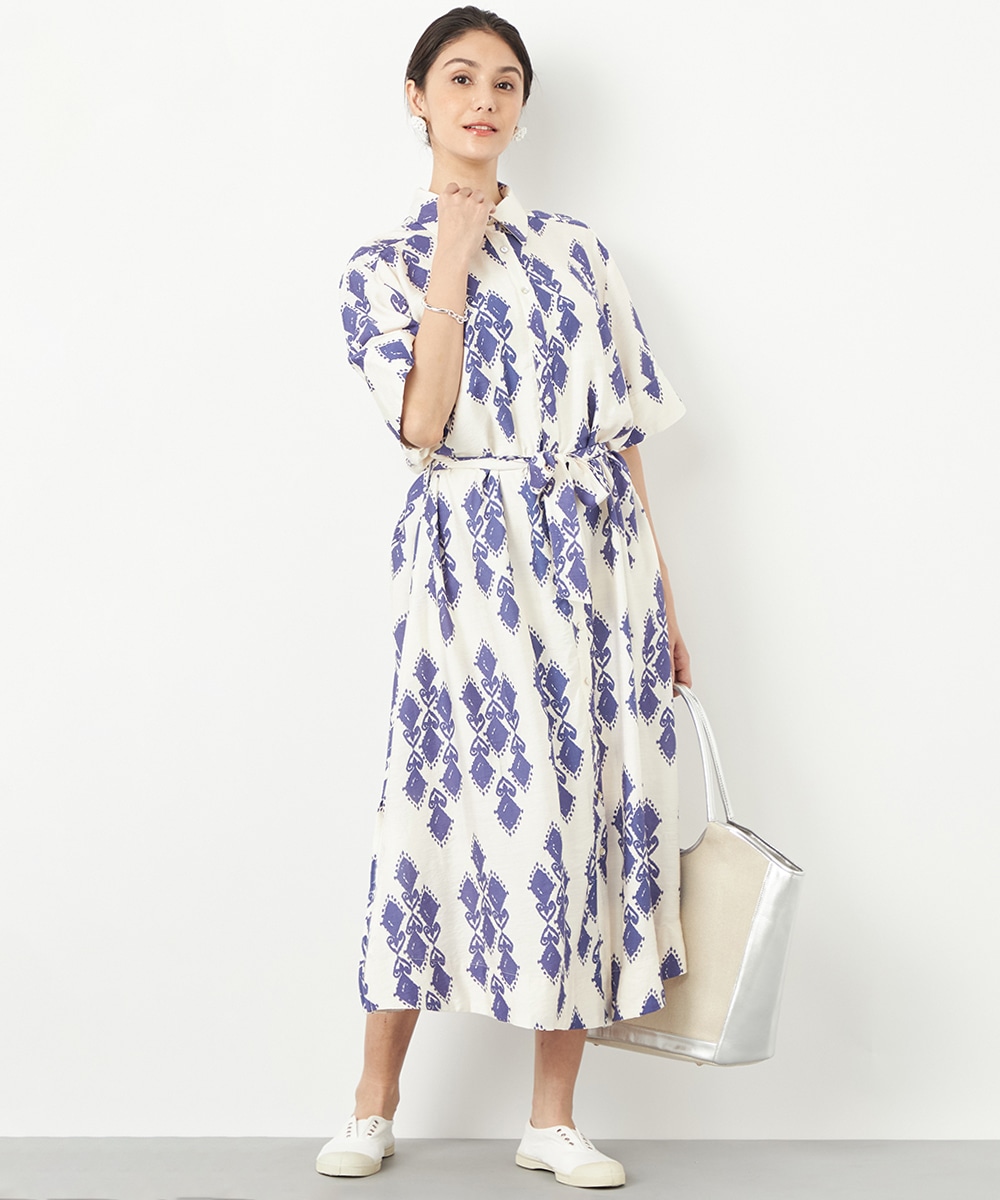  armoire capriceのスクエアプリントシャツワンピース