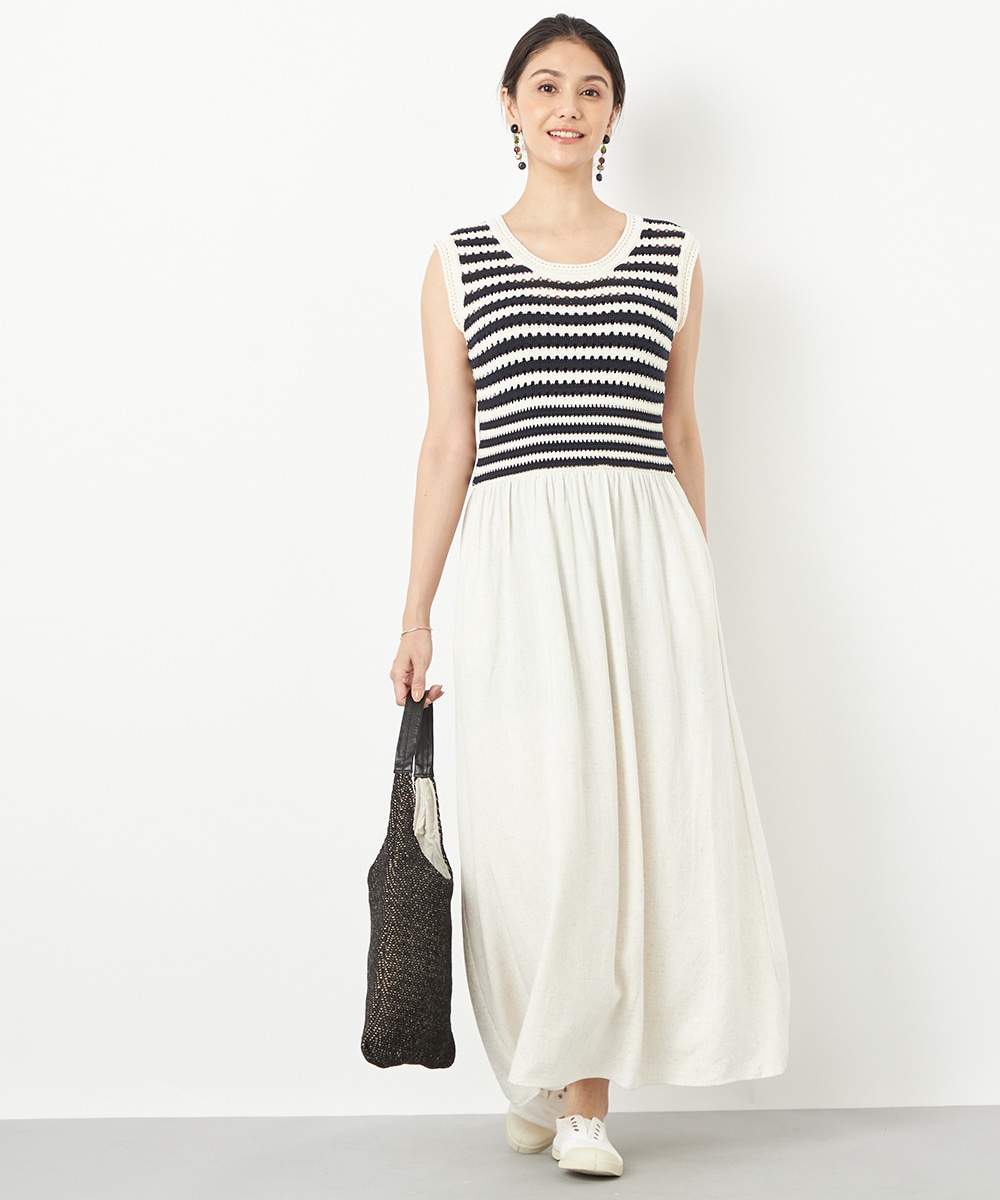  armoire capriceのボーダーニットドッキングワンピース