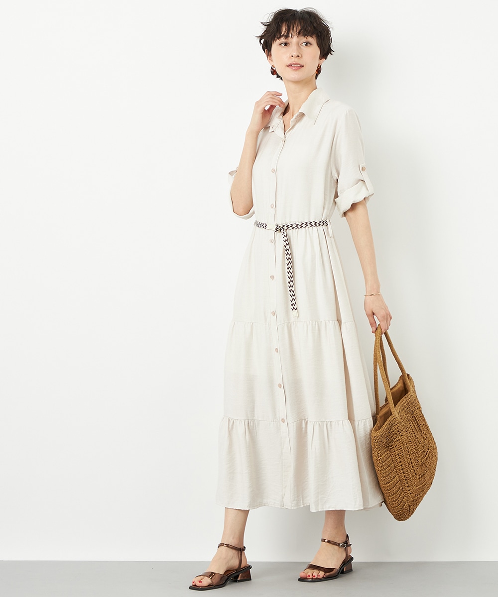 Luxe armoire capriceのベルト付きティアードワンピース