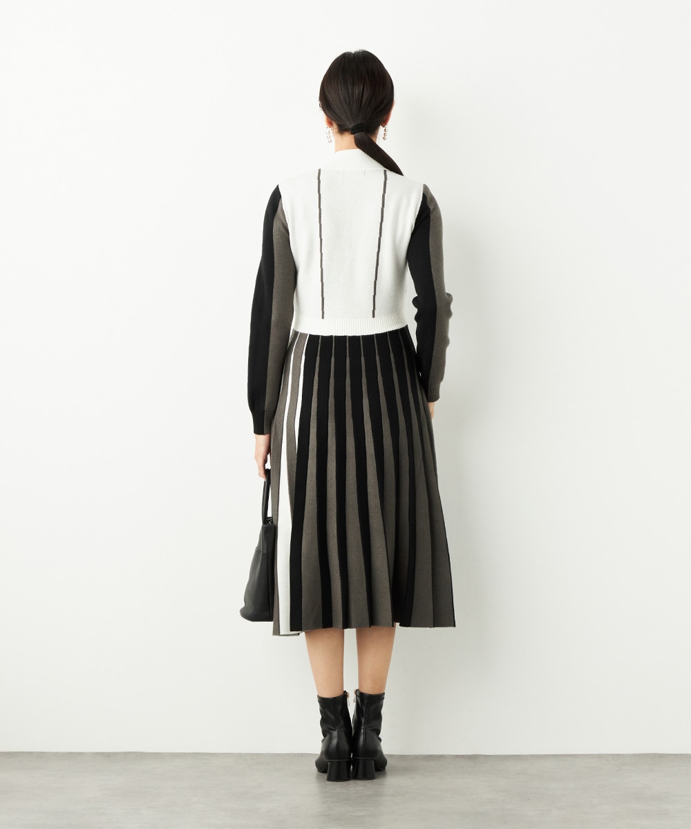 カラーブロックニットワンピース