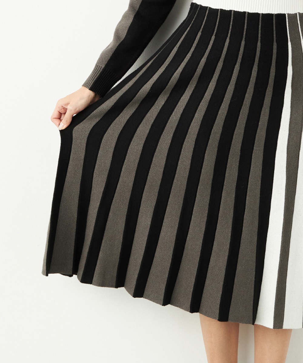 カラーブロックニットワンピース