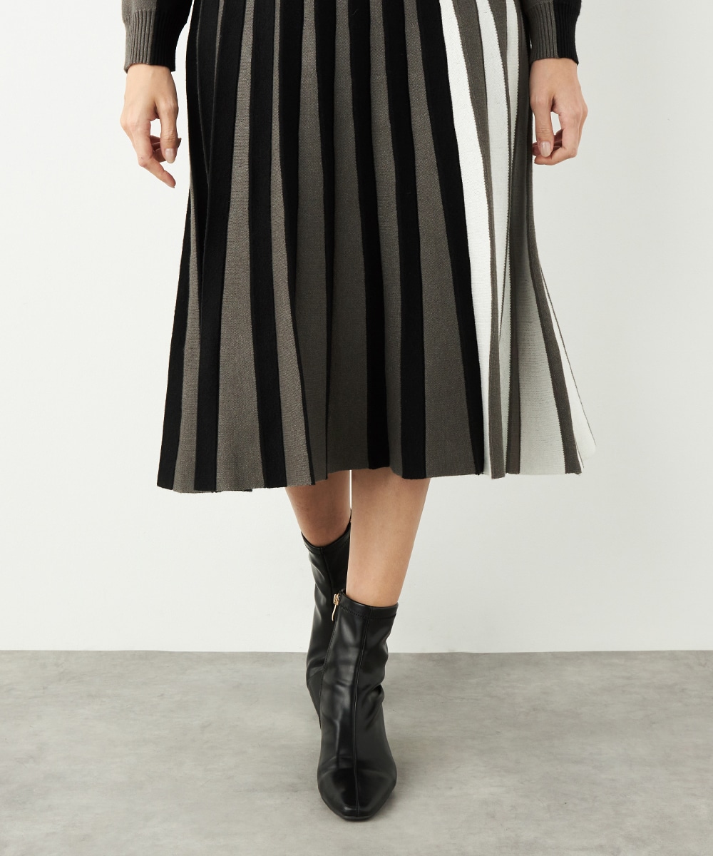 カラーブロックニットワンピース