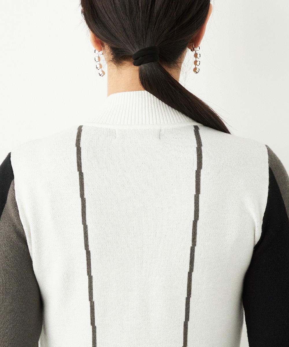 カラーブロックニットワンピース