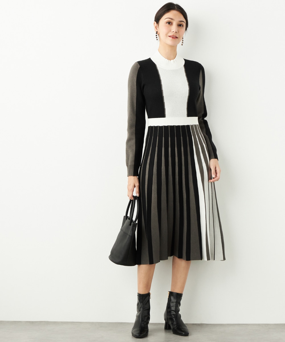  armoire capriceのカラーブロックニットワンピース