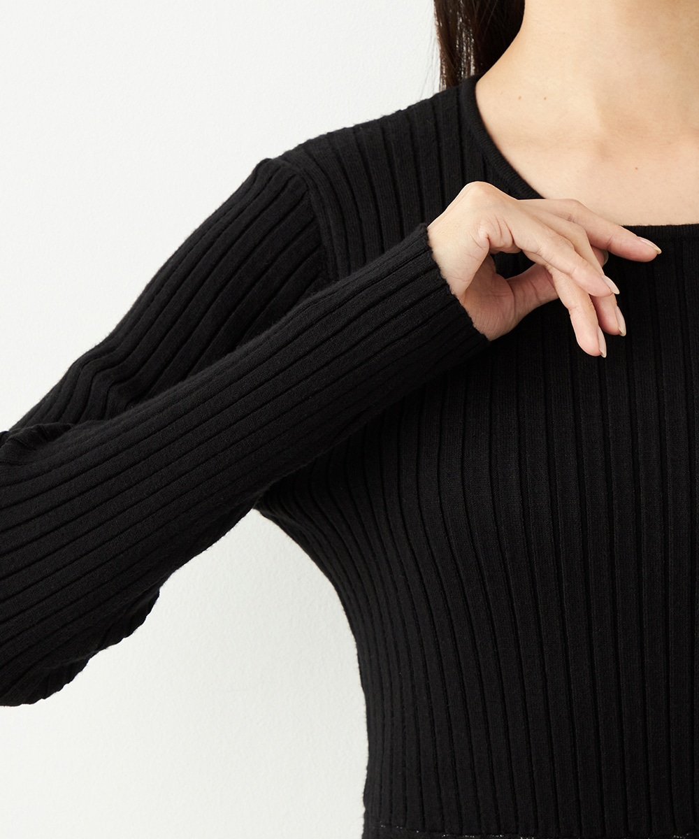 パネル柄ニットワンピース