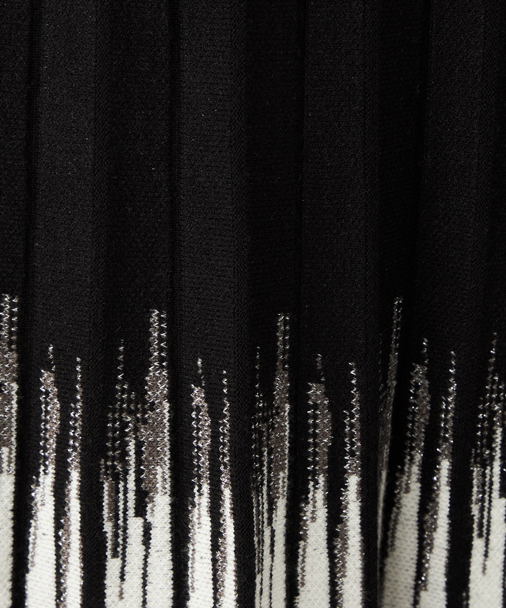 パネル柄ニットワンピース