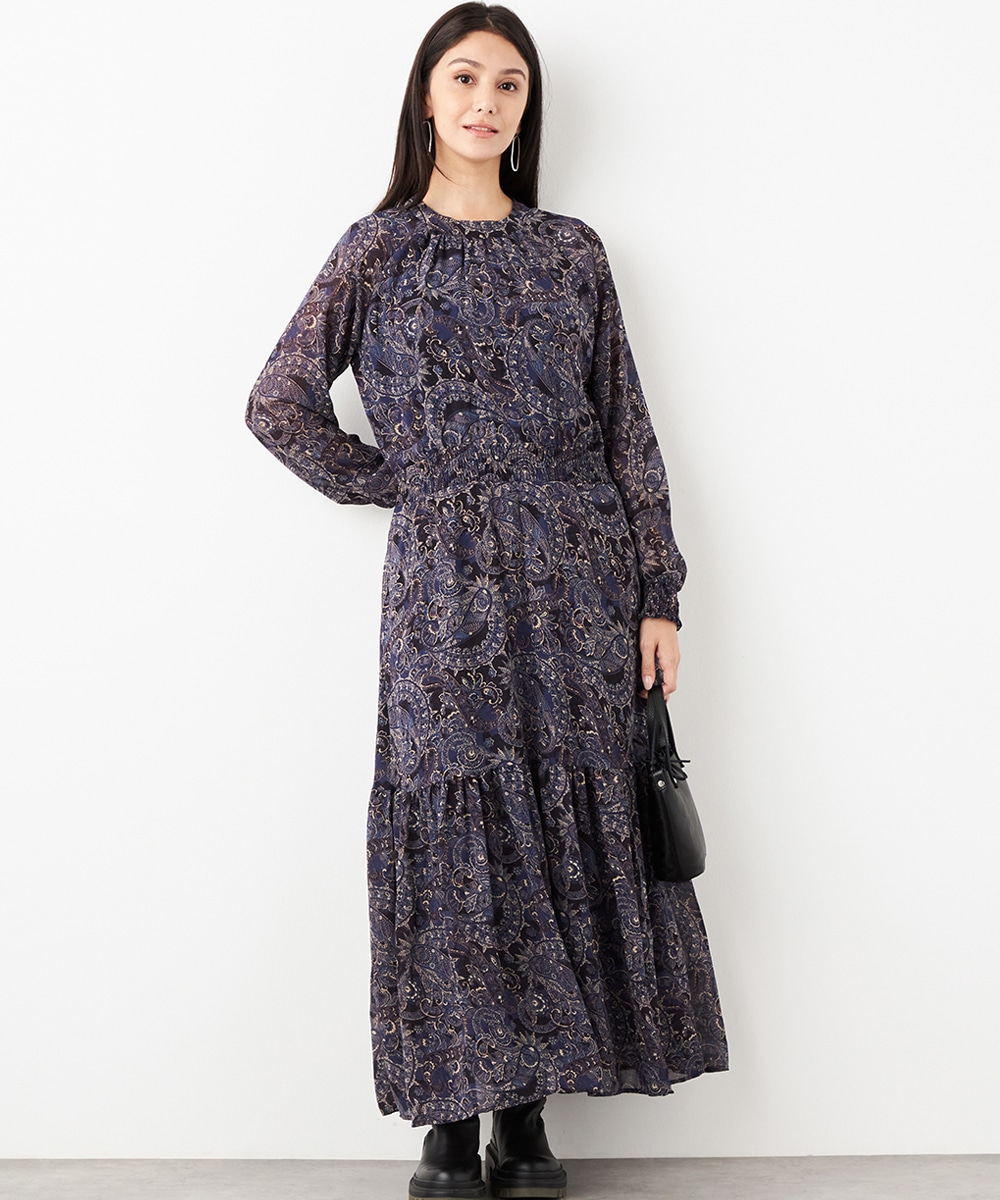ペイズリーロングワンピース
