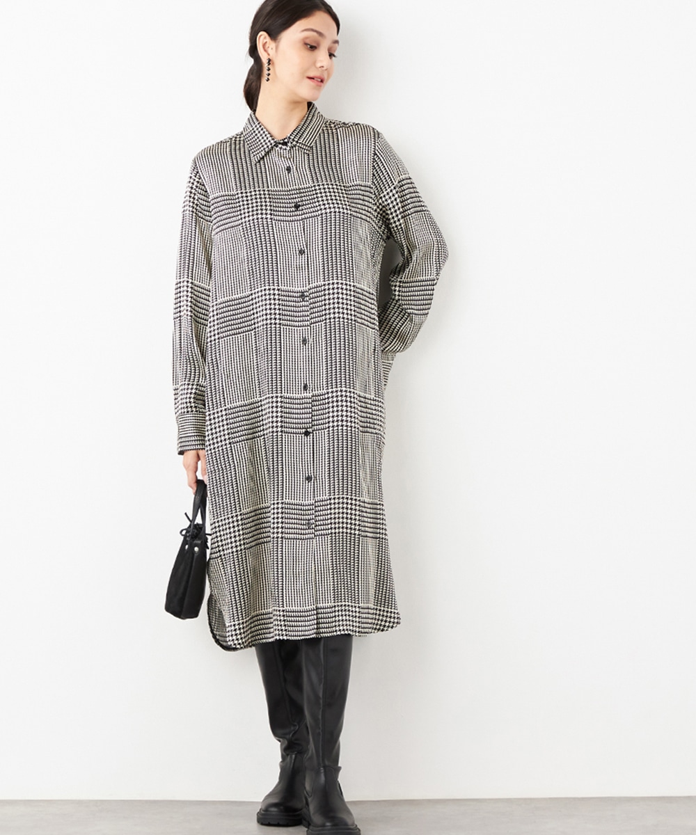  armoire capriceのモノトーン千鳥柄チェックワンピース