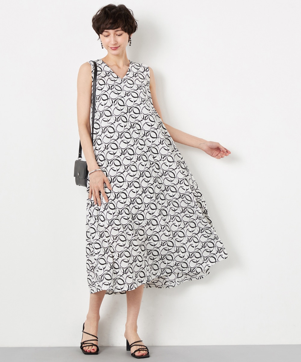  armoire capriceのラインプリントAラインワンピース