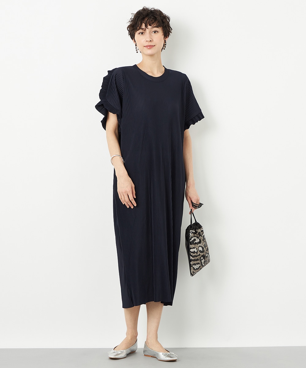  armoire capriceのスリーブフリルリブワンピース