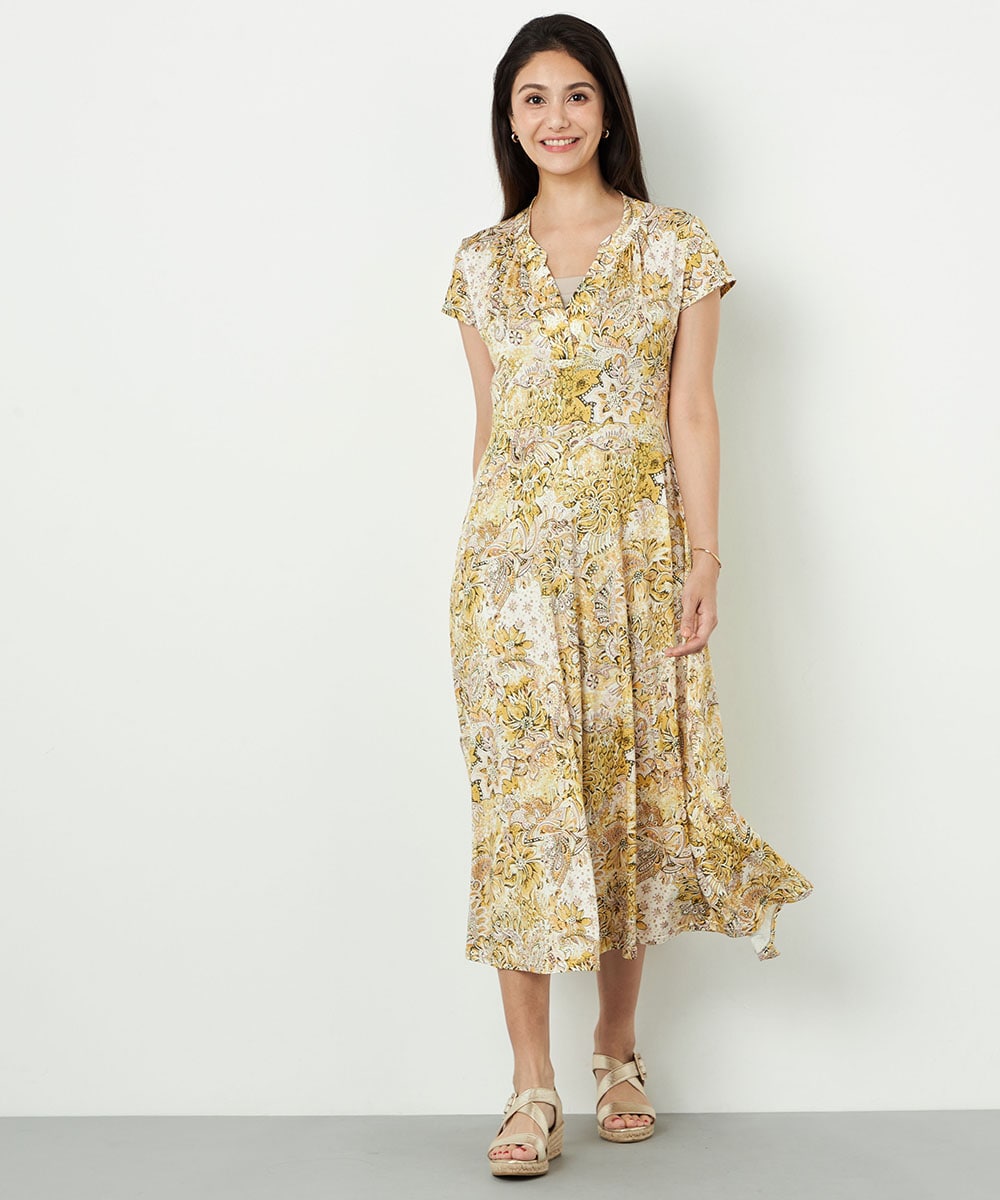  armoire capriceのフラワーモチーフジャージワンピース