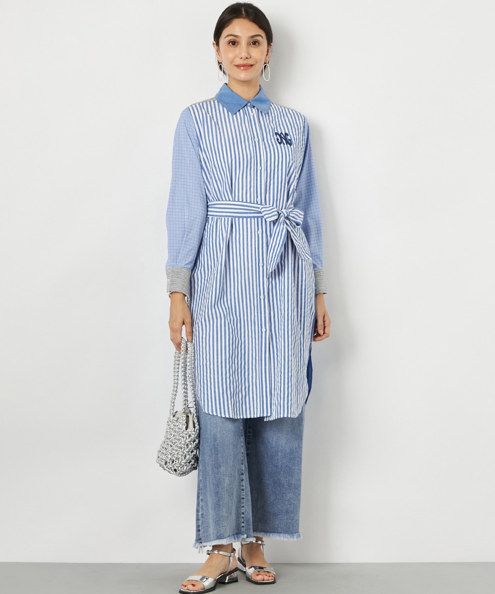  armoire capriceの切り替えストライプシャツワンピース