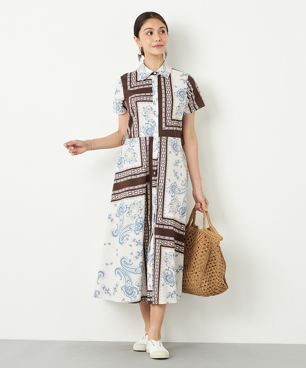  armoire capriceのバンダナプリントシャツワンピース