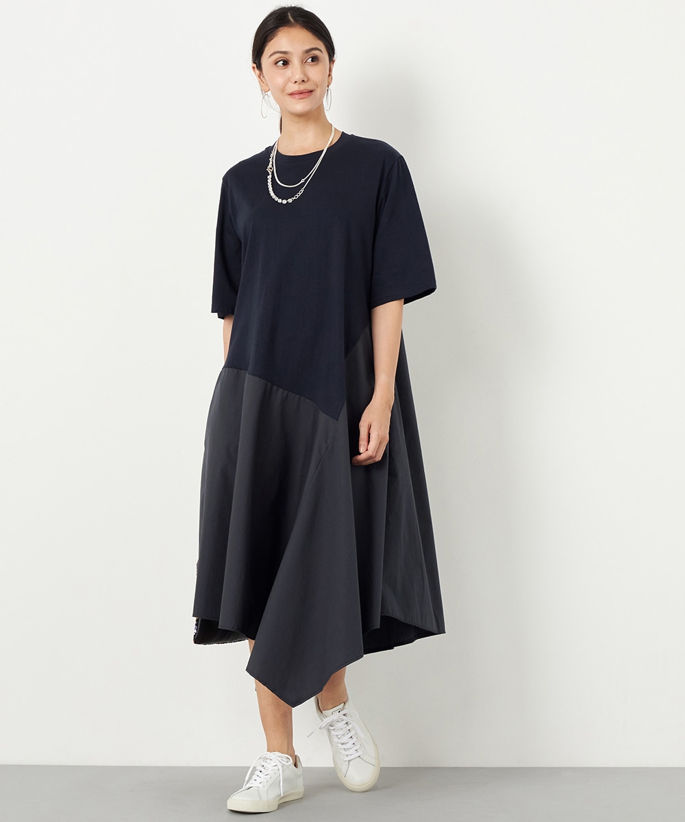  armoire capriceのアシンメトリー切り替えドッキングワンピース