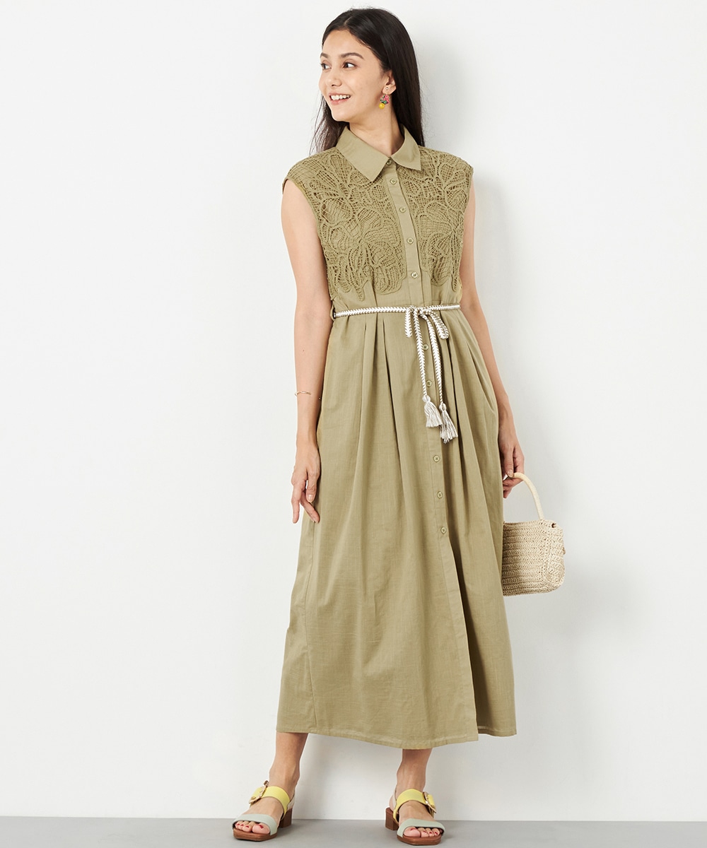  armoire capriceのレース切り替えシャツワンピース