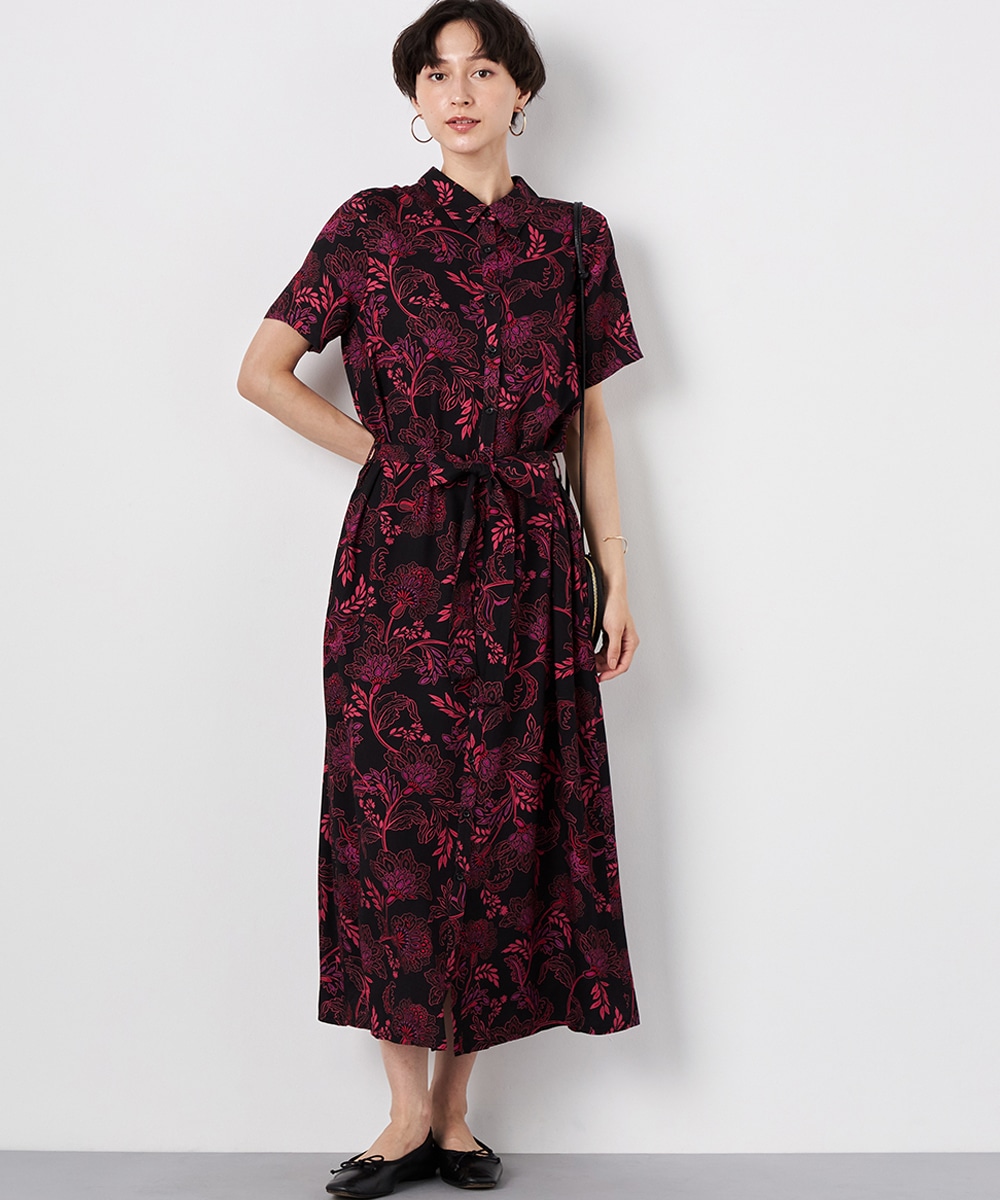  armoire capriceのボタニカルシャツワンピース