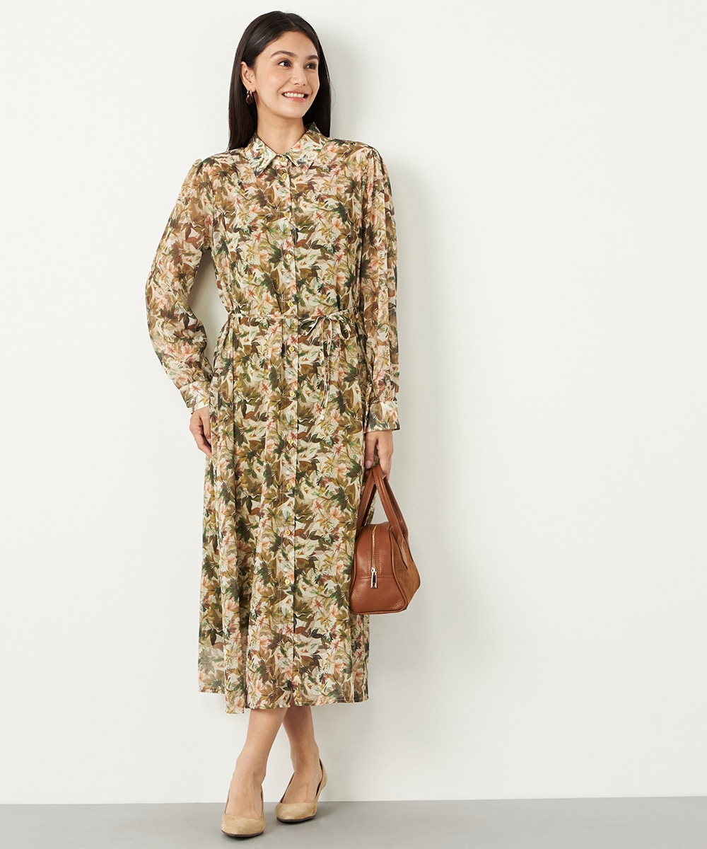  armoire capriceのボタニカルシャツワンピース