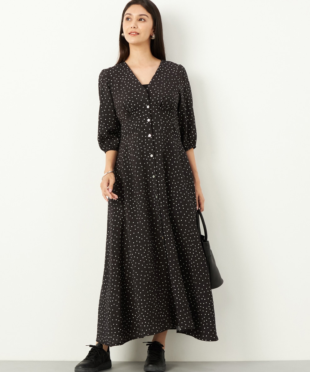 armoire capriceのドットプリントロングワンピース