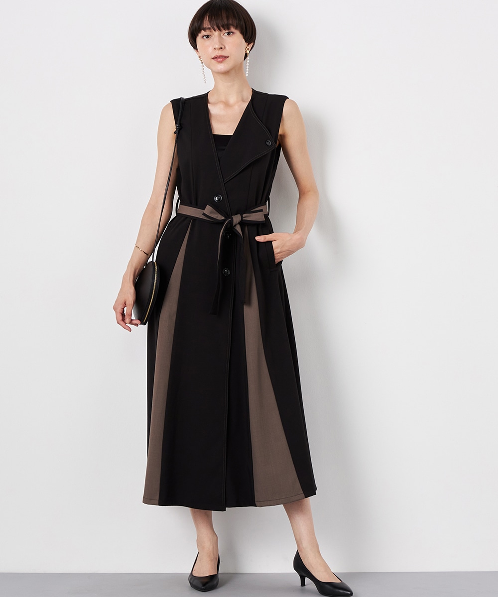  armoire capriceのアシンメトリー配色ジレワンピース