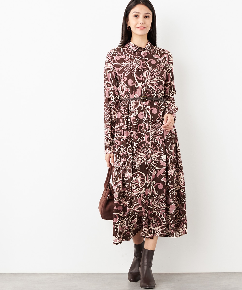 Luxe armoire capriceのペイズリーフラワーシャツワンピース