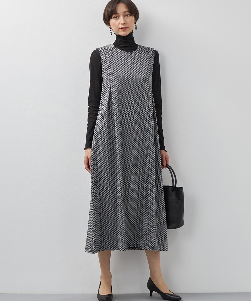 Luxe armoire capriceの幾何学ジャカードAラインワンピース