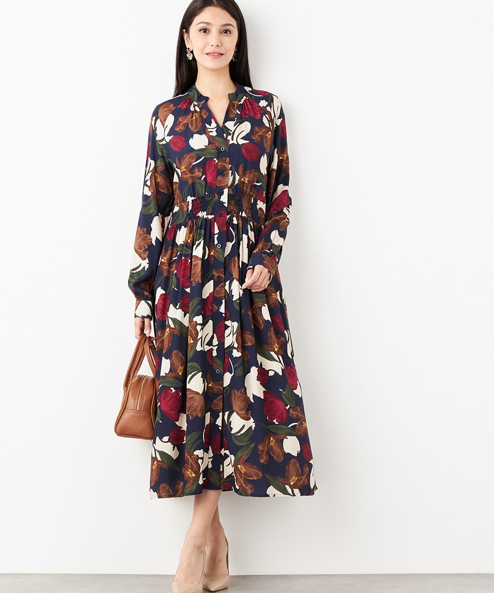  armoire capriceのフラワープリントロングワンピース