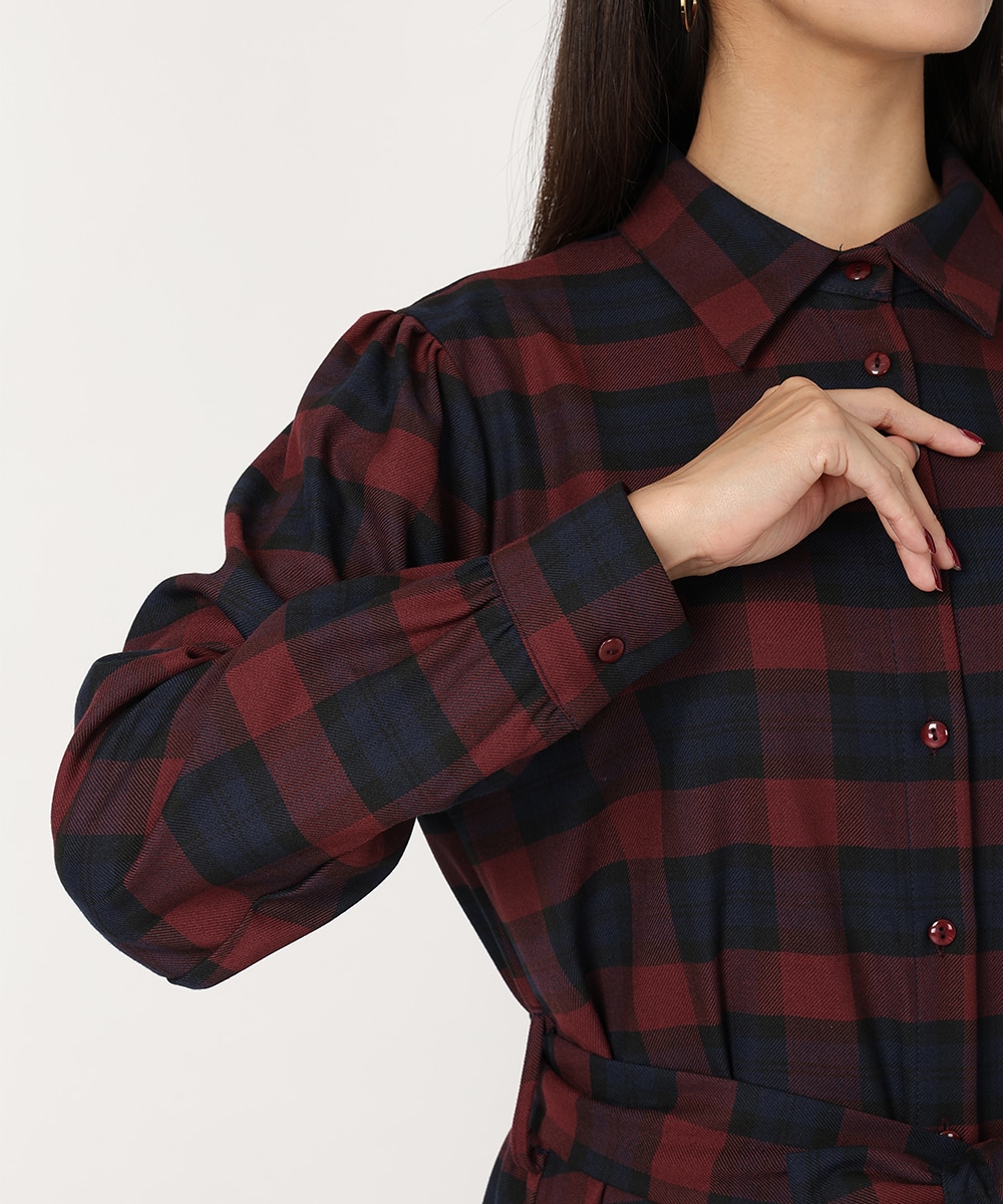 チェックシャツワンピース