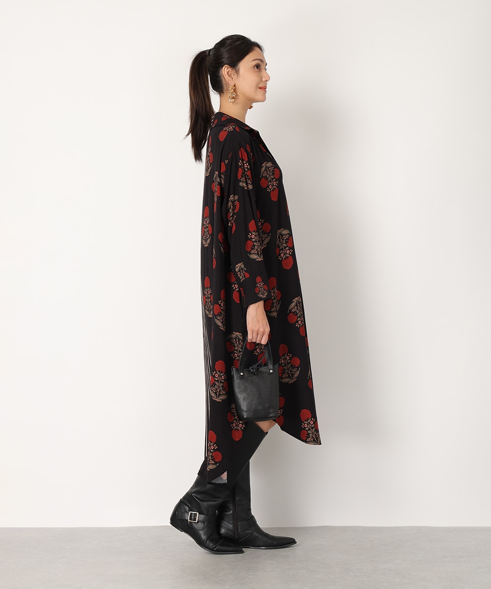 異柄切り替えリラックスワンピース