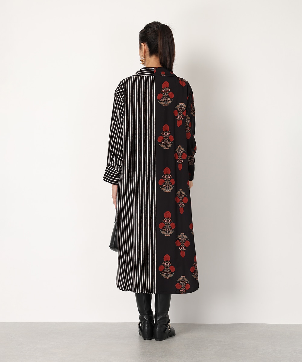 異柄切り替えリラックスワンピース