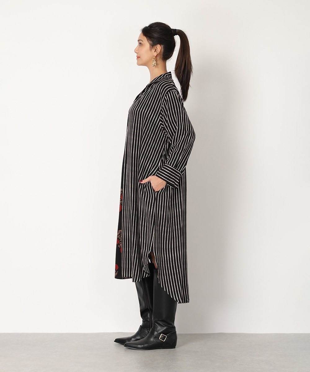 異柄切り替えリラックスワンピース