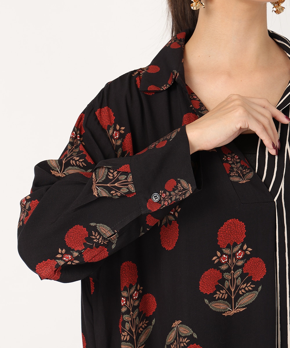 異柄切り替えリラックスワンピース