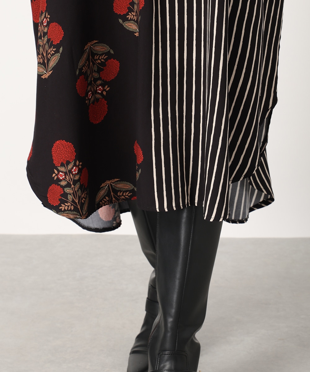 異柄切り替えリラックスワンピース