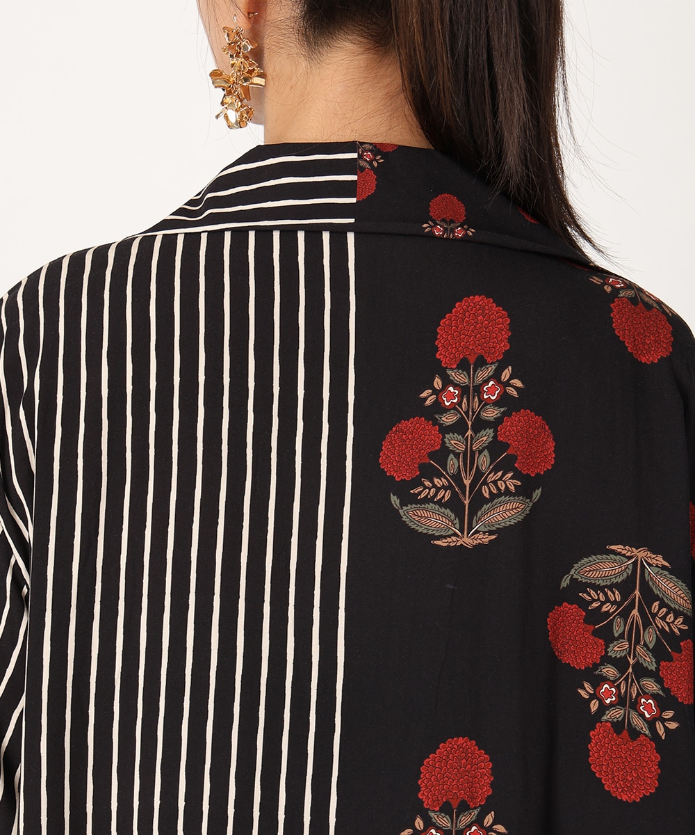 異柄切り替えリラックスワンピース