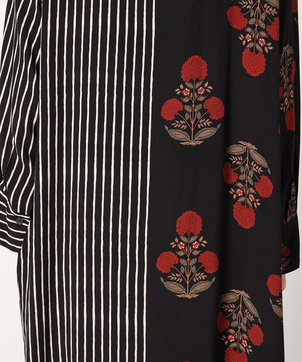 異柄切り替えリラックスワンピース