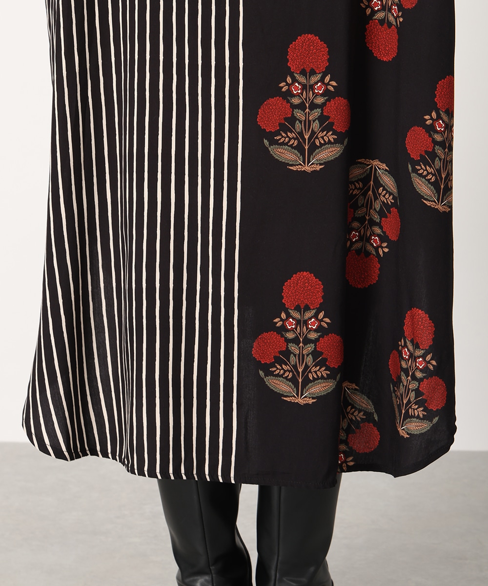 異柄切り替えリラックスワンピース