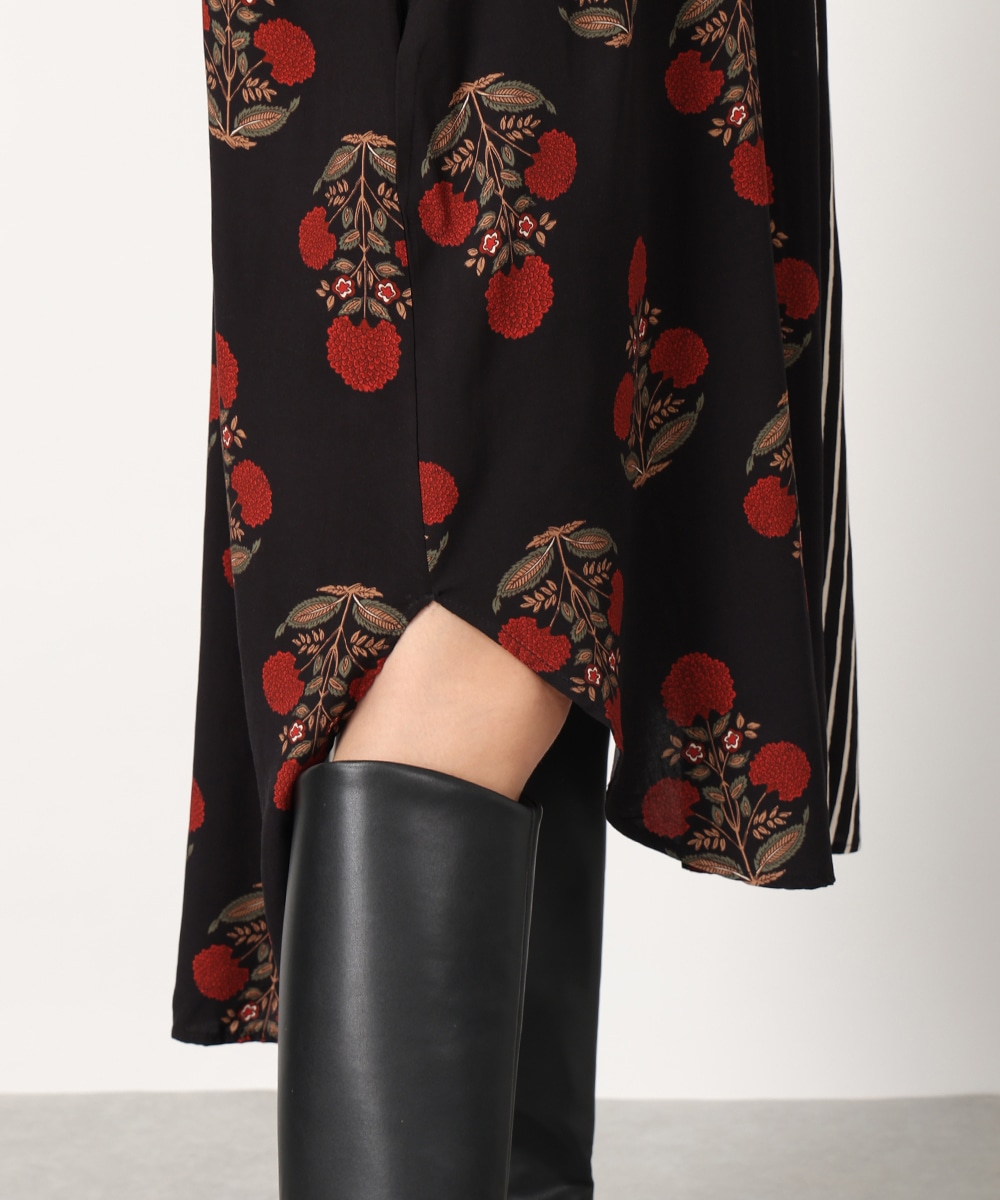 異柄切り替えリラックスワンピース