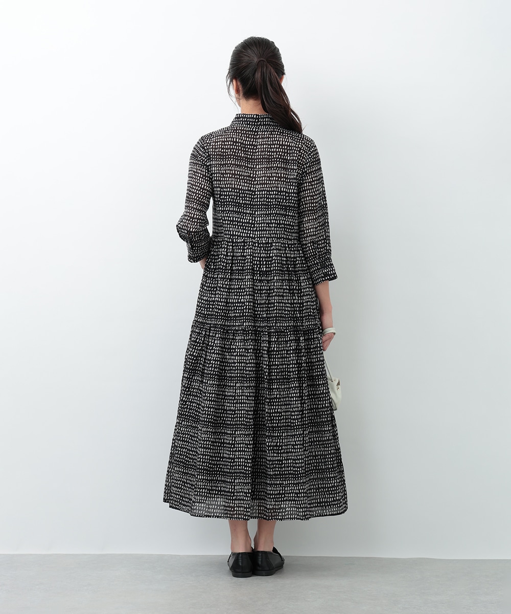 プチ幾何学プリントティアードワンピース