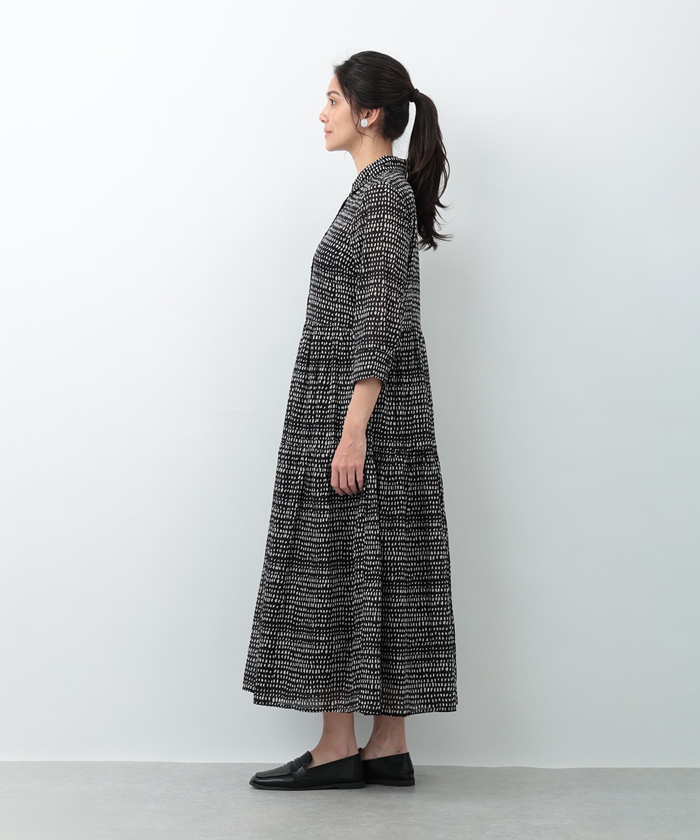 プチ幾何学プリントティアードワンピース