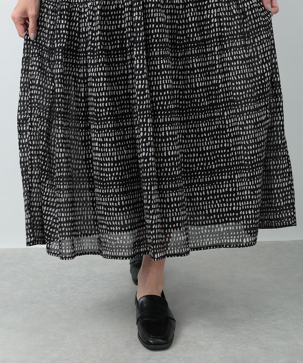 プチ幾何学プリントティアードワンピース