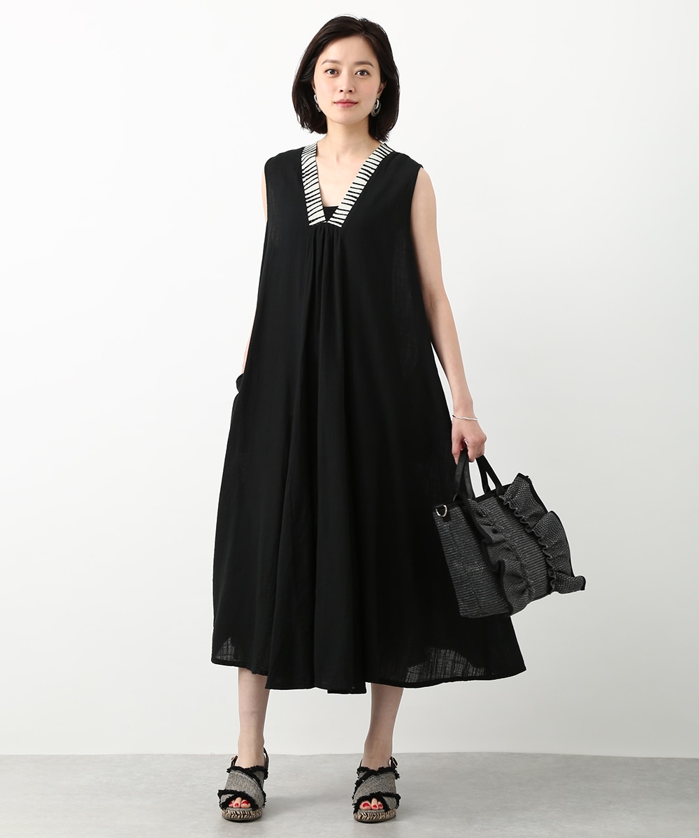  armoire capriceの幾何学切り替えAラインワンピース