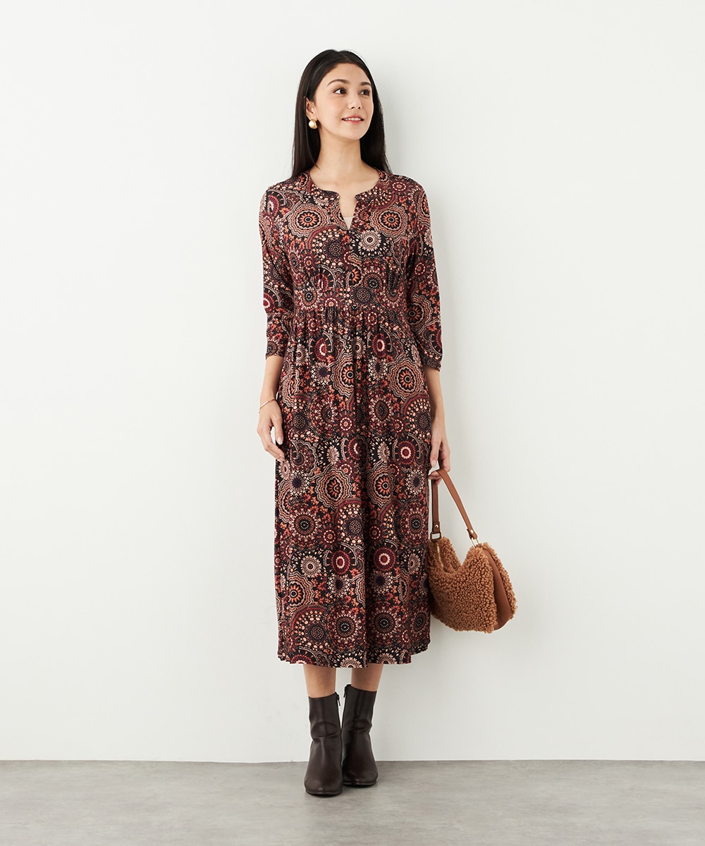 アラベスクプリントジャージワンピース